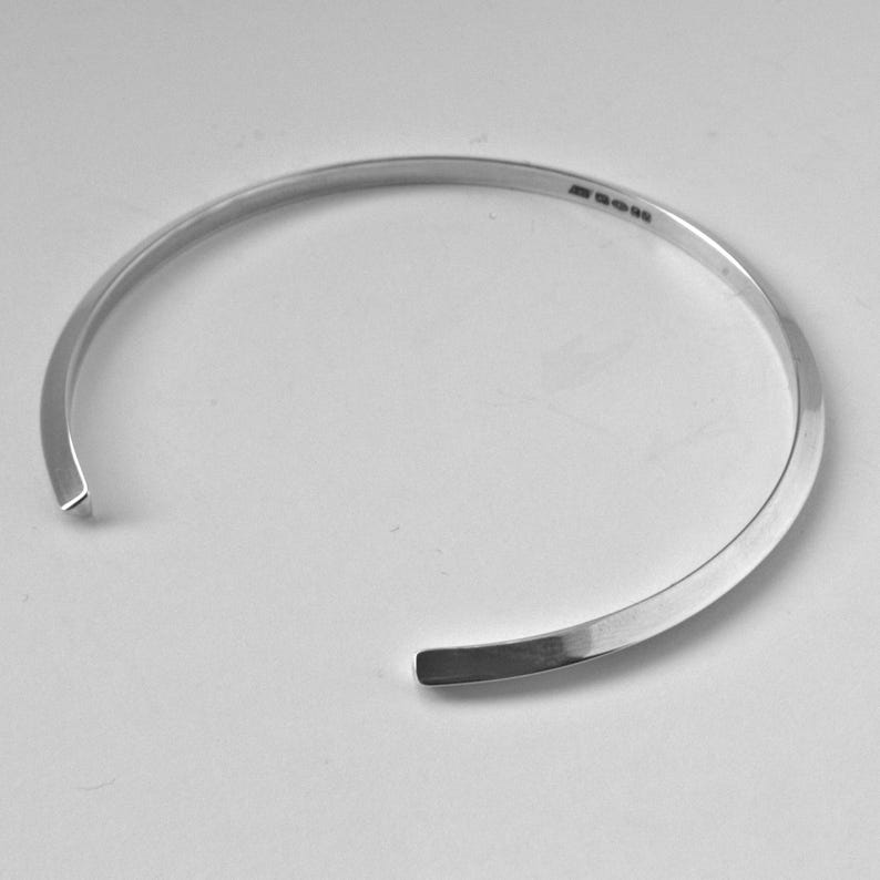 hallmarked solid silver slim open bangle