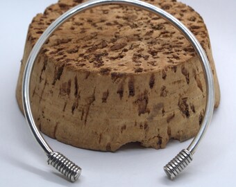 Solid 925 silver torc bangle