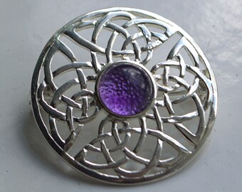 Celtic Amethyst shield brooch