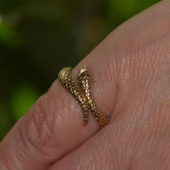 vintage solid silver snake ring - image 1