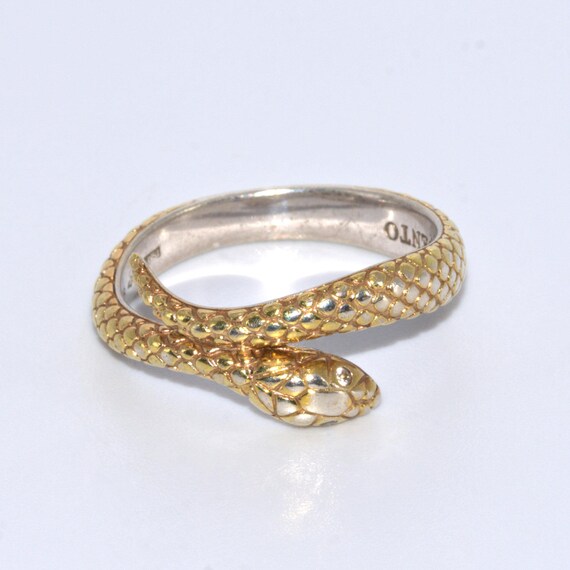 vintage solid silver snake ring - image 5