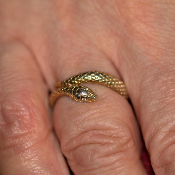 vintage solid silver snake ring - image 6