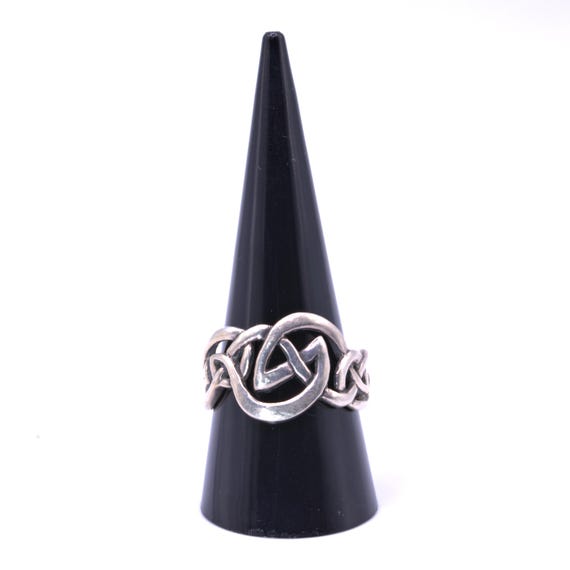 Vintage Celtic knotwork solid silver ring - image 4