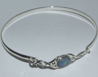 Silver and Opal Celtic style bracelet