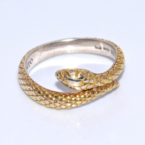 vintage solid silver snake ring - image 2