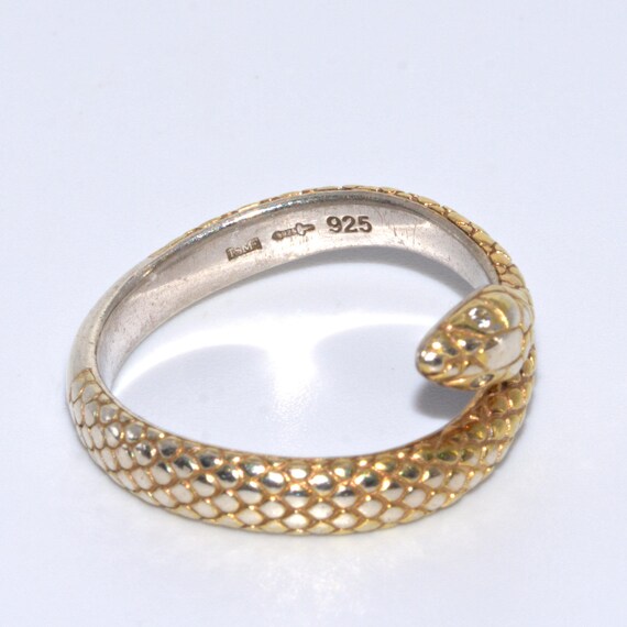 vintage solid silver snake ring - image 4