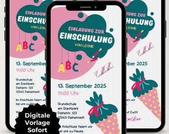 Digital invitation school enrollment WhatsApp, invitation card back to school, invitation first day of school for girls, ecard Canva template schoolchild