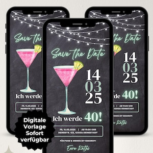 Digitale Einladung 40 Geburtstag, Save the Date Einladung Geburtstag, WhatsApp eCard Einladung Geburtstag, Geburtstagseinladung Vorlage Canva, Einladung Geburtstag digital personalisierbar