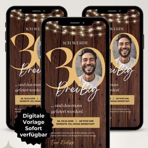 Digitale Einladung 30 Geburtstag Mann, WhatsApp Einladung Foto, eCard Einladung Party, Einladungskarte digital, Geburtstagseinladung Vorlage