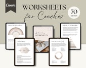 Arbeitsblätter für Coaches auf deutsch, Coaching Worksheet Canva Vorlage, Therapie Workbook, Persönlichkeitsentwicklung, Achtsamkeit