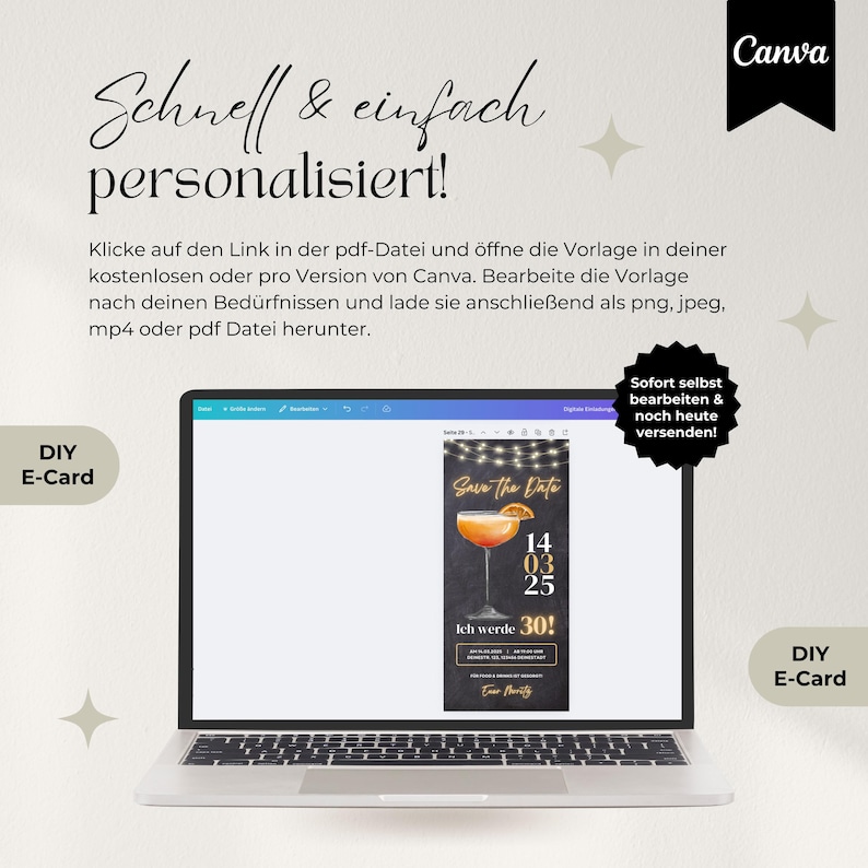 Digitale Einladung 30. Geburtstag Aperol, WhatsApp Einladung, eCard Geburtstagseinladung Vorlage, Einladungskarte digital personalisiert