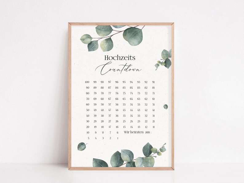 Hochzeits Countdown Kalender zum Ankreuzen 100 Tage bis zur - Etsy.de