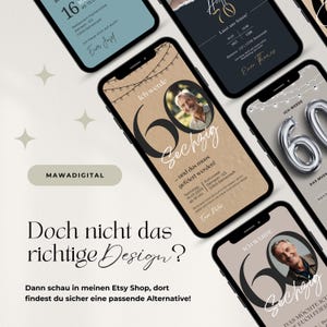 Digitale Einladung 60. Geburtstag, Einladung Handy, WhatsApp Einladung Geburtstag Mann, Canva Vorlage Einladungskarte personalisierbar