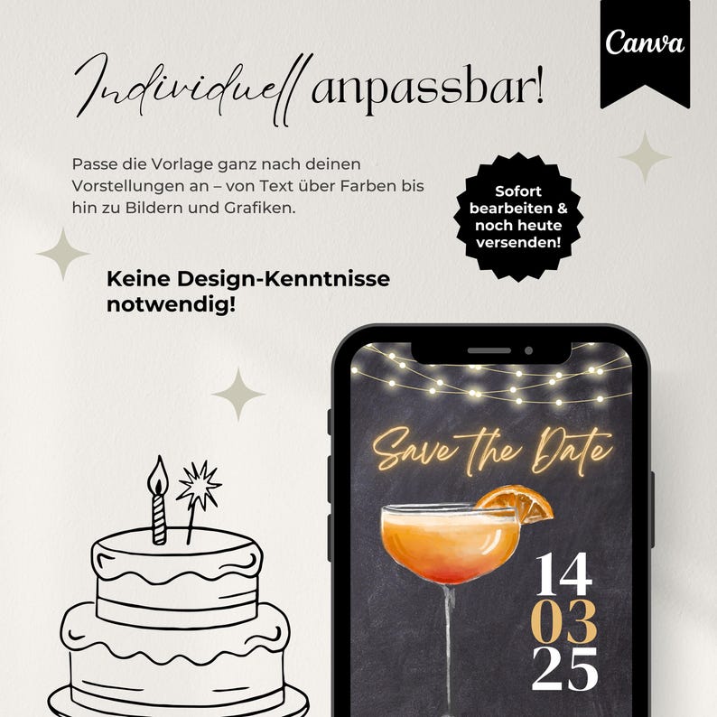 Digitale Einladung 30. Geburtstag Aperol, WhatsApp Einladung, eCard Geburtstagseinladung Vorlage, Einladungskarte digital personalisiert