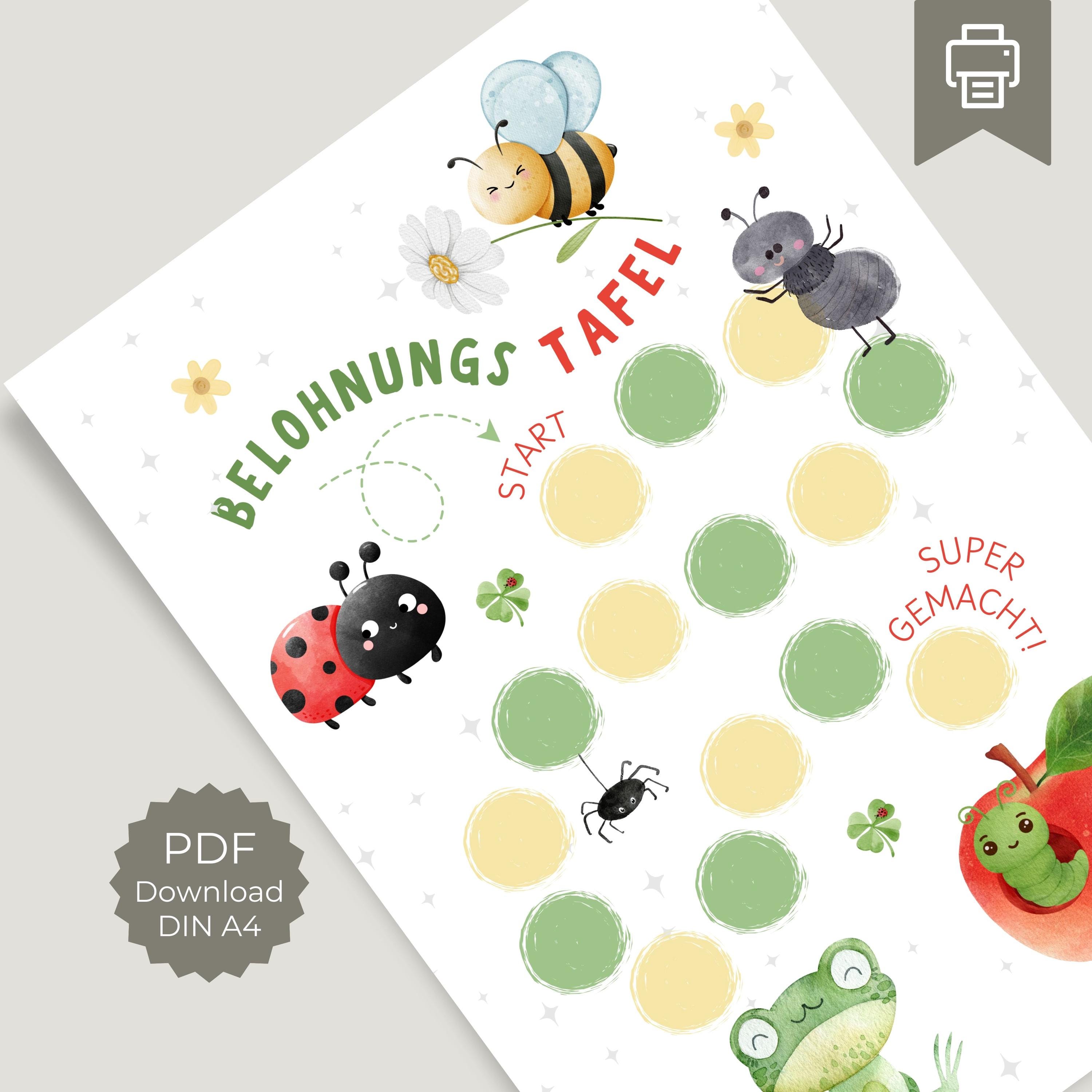 Reward Chart for Children Beetles, Playfully Learn Routines, Motivation ...