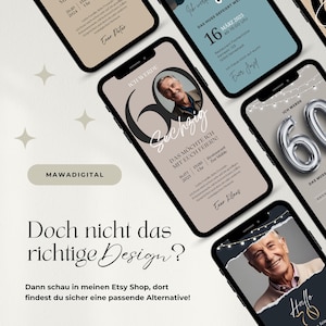 Digitale Einladung 60 Geburtstag Mann, WhatsApp Einladung Geburtstag, eCard Geburtstag mit Foto, Canva Vorlage Einladungskarte digital