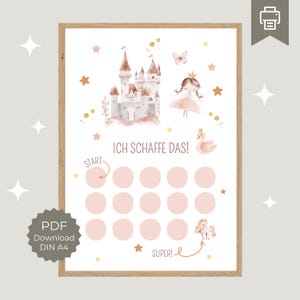 Tabla de recompensas para niñas Princesa, rutina fácil de aprender y divertida a través del sistema de recompensas, plan de recompensas para imprimir para niñas