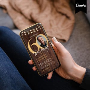 Digitale Einladung 60 Geburtstag Mann, WhatsApp Einladung Geburtstag, eCard Geburtstag mit Foto, Canva Vorlage Einladungskarte digital