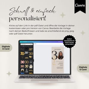 Digitale Einladung Geburtstag mit Zahl für jedes Alter anpassbar, WhatsApp Einladung, eCard fürs Handy, Canva Vorlage für Einladung