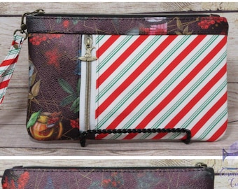 Candy Cane Solstice Zippy Clutch Wristlet