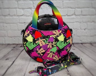 90s Neon Trolls Circle Crossbody Bag Nostalgia Rainbow Colorful