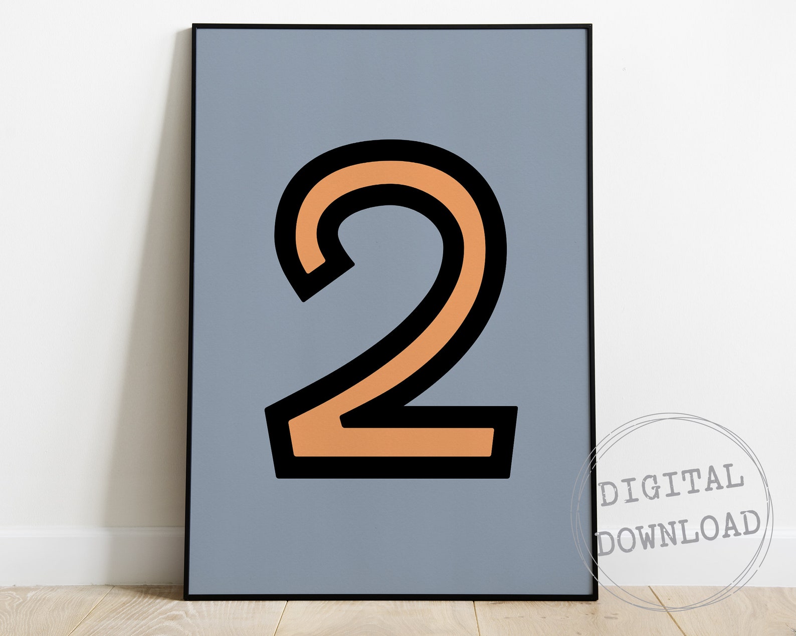 Funky Number Two Printable Wall Art Numbers Poster Colorful Etsy
