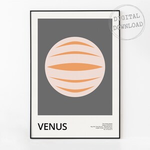 Venus, Planet Print, Printable Wall Art, Science Art, Retro Space Art, Kids Prints, Educational Poster, Vibrant Wall Art, Instant Download