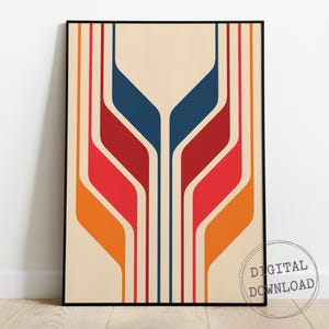 Retro 70s Geometric Art Print: Abstract Stripes (Digital Download)