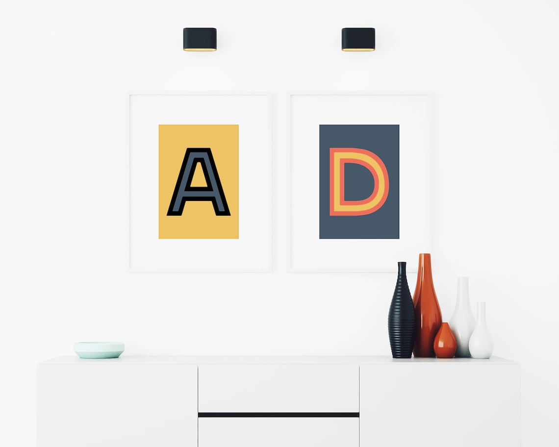 Funky Letter D Poster Typography Print Instant Digital Etsy