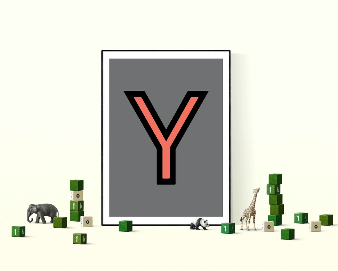 Funky Letter Y / Poster / Typography Print / Instant Digital Etsy