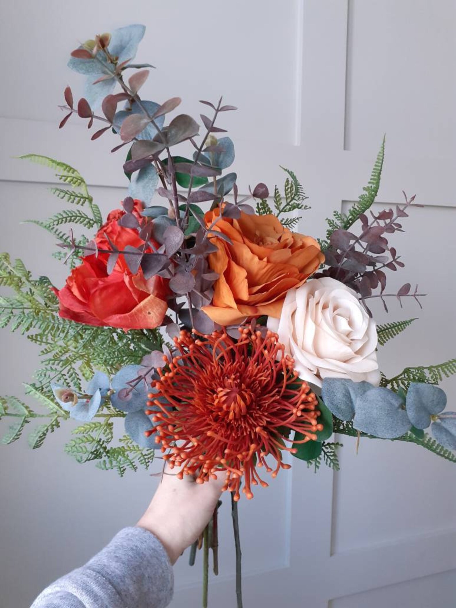 Burnt orange and rust faux flower bouquet everlasting flower Etsy.de