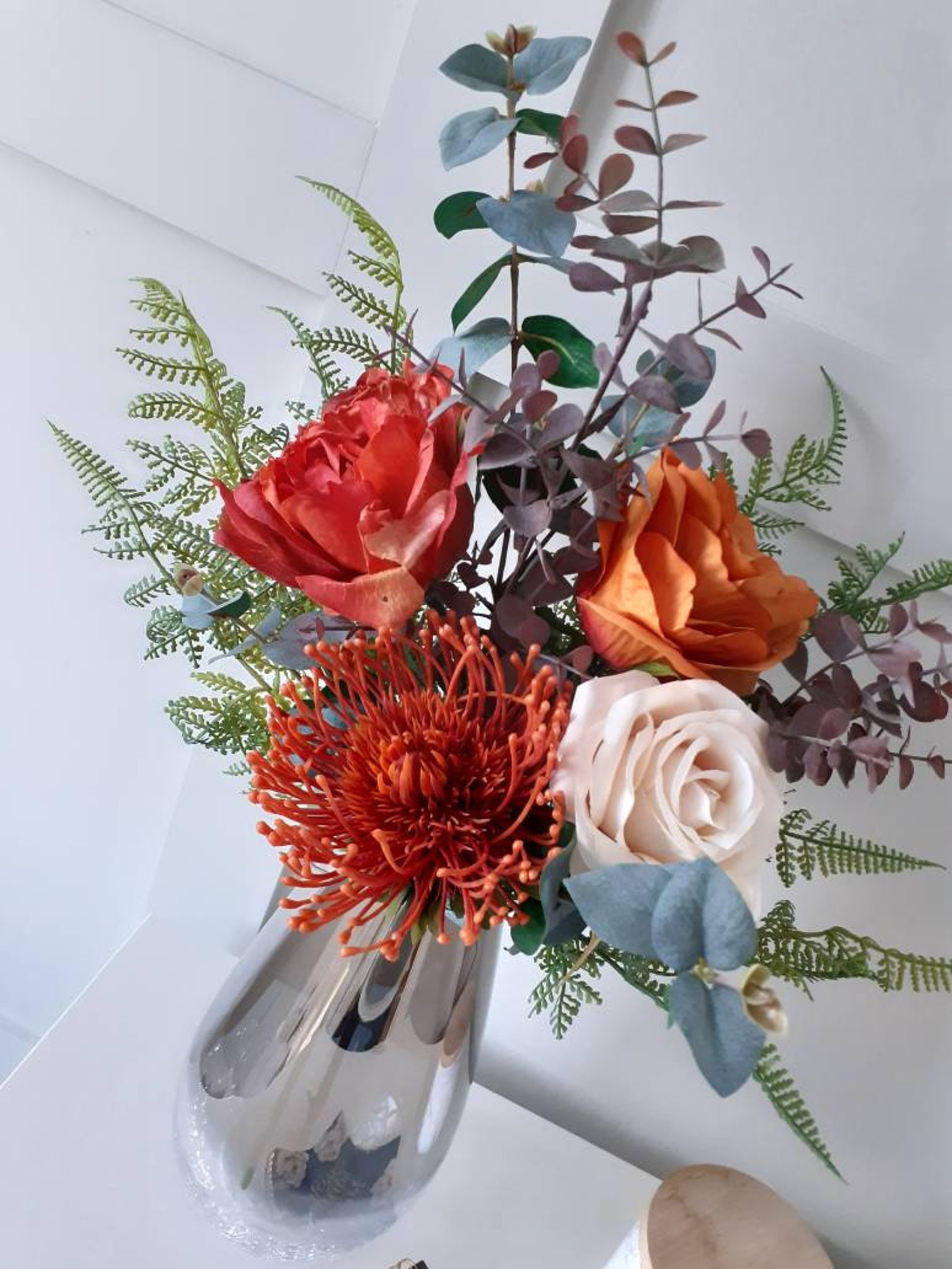 Burnt orange and rust faux flower bouquet everlasting flower Etsy.de