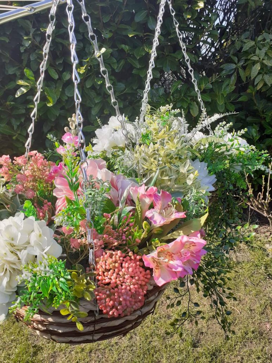 Artificial hanging basket faux flowers hanging basket Etsy