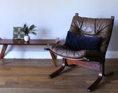 Midcentury Norwegian Westnofa Bentwood Grey Brow Leather Lounge Chair