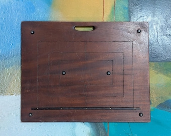 Tablero de claqué vintage de caoba hecho a mano
