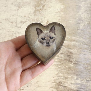 Wood tiny heart shaped chest, custom ring bearer proposal box, handpainted dried Rose Cat