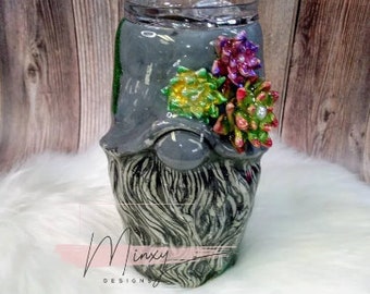3D Sculpted Clay Garden Gnome | Gnome Tumbler | 3D Stone Gnome | Succulent Gnome | Sculpted Tumbler