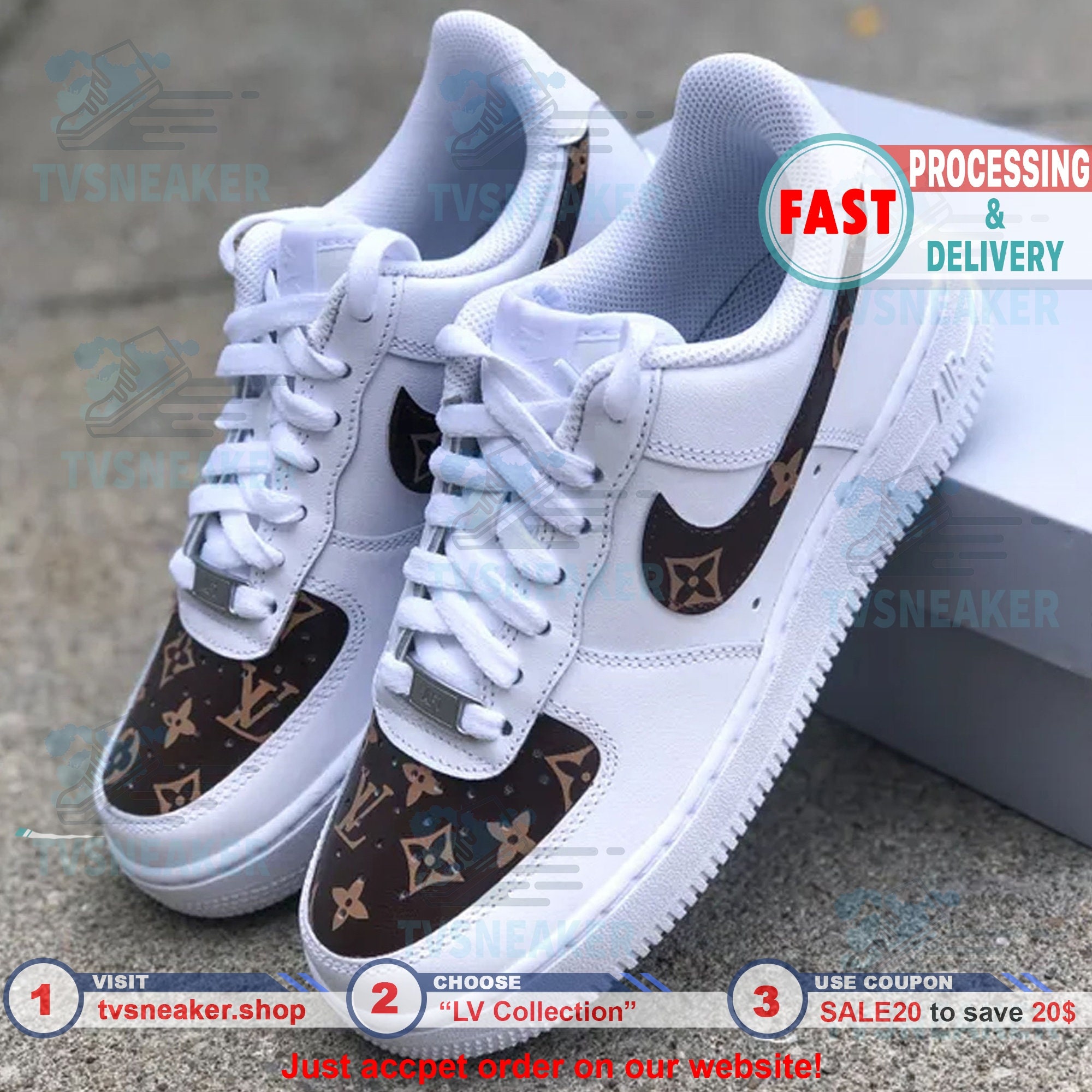 Unique Custom Louis Vuitton Air Force 1 Shoes  Hand-Painted, Long Wear,  Free Shipping Global