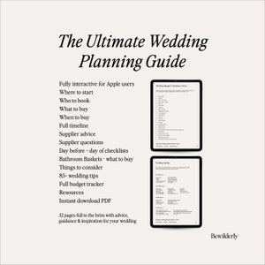 Organisateur de mariage numérique Planificateur complet de la liste de contrôle du guide du mariage Entièrement interactif Planification de mariage de 32 pages Téléchargement instantané Imprimable image 1