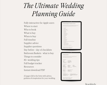 Planificador de bodas digital / Planificador de lista de verificación de guía de bodas completa / Totalmente interactivo / Planificación de bodas de 32 páginas / Descarga instantánea / Imprimible