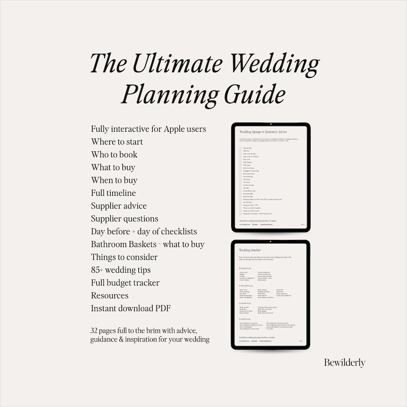 Digital Wedding Planner Full Wedding Guide Checklist Planner Fully Interactive 32 Page Wedding Planning Instant download Printable image 1