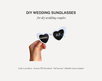 DIY Wedding Sunglasses Template: Editable Canva Design (PDF Download)