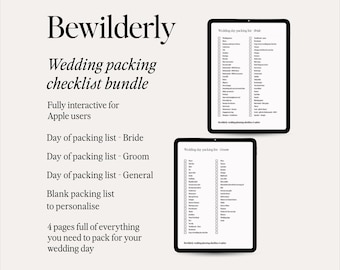 Digital Wedding Day Checklist | Wedding Planning | Interactive | Checklist Planner | Wedding day packing list | Instant download | Printable