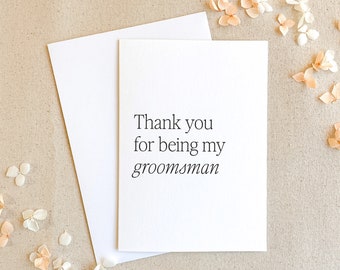 Thank you for being my Groomsman Card | Thank you Groomsman Card | Wedding Day Card | Thank You Card | Wedding Card