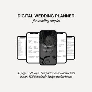 Guía interactiva para la planificación de bodas: descarga digital de 32 páginas