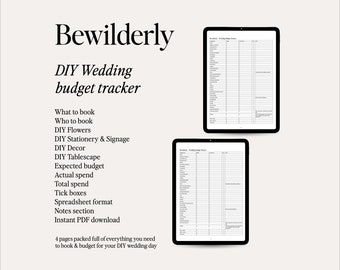 Digital Wedding DIY Budget Tracker | Wedding Planning | Full Wedding Budget Planner | 4 Page Wedding Budget | Instant download | Printable