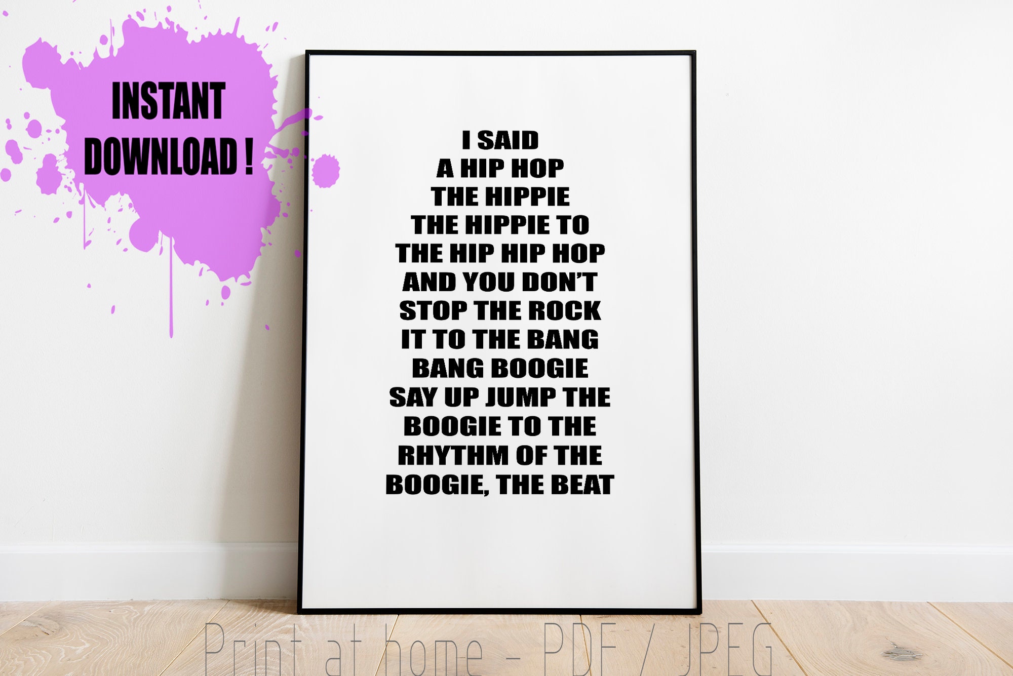 Rappers Delight Lyrics Printable Files Wall Art Home Decor Etsy