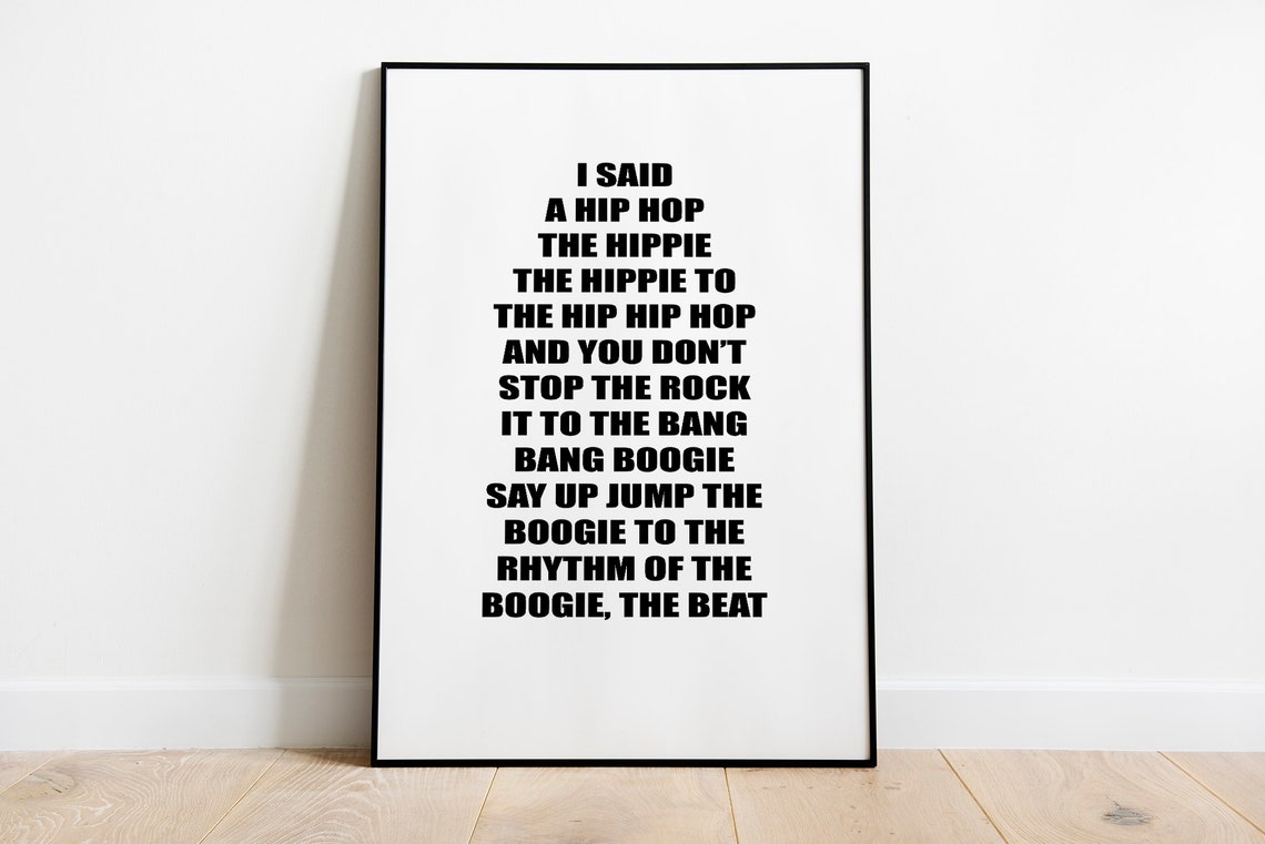 Rappers Delight Lyrics Wall Print Wall Art Home Decor Etsy
