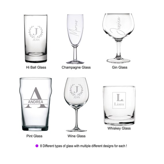 Personalised Glass Engraved Custom Glasses Text on Glassware Etsy UK
