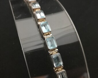 Blue Topaz Sterling Silver Rectangle Bracelet One-of-a-Kind